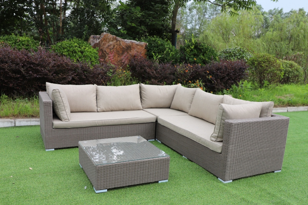 ANC-M Комплект для отдыха с угловым диваном ANNECY (АНСИ) из искусственного ротанга, табачно-коричневый