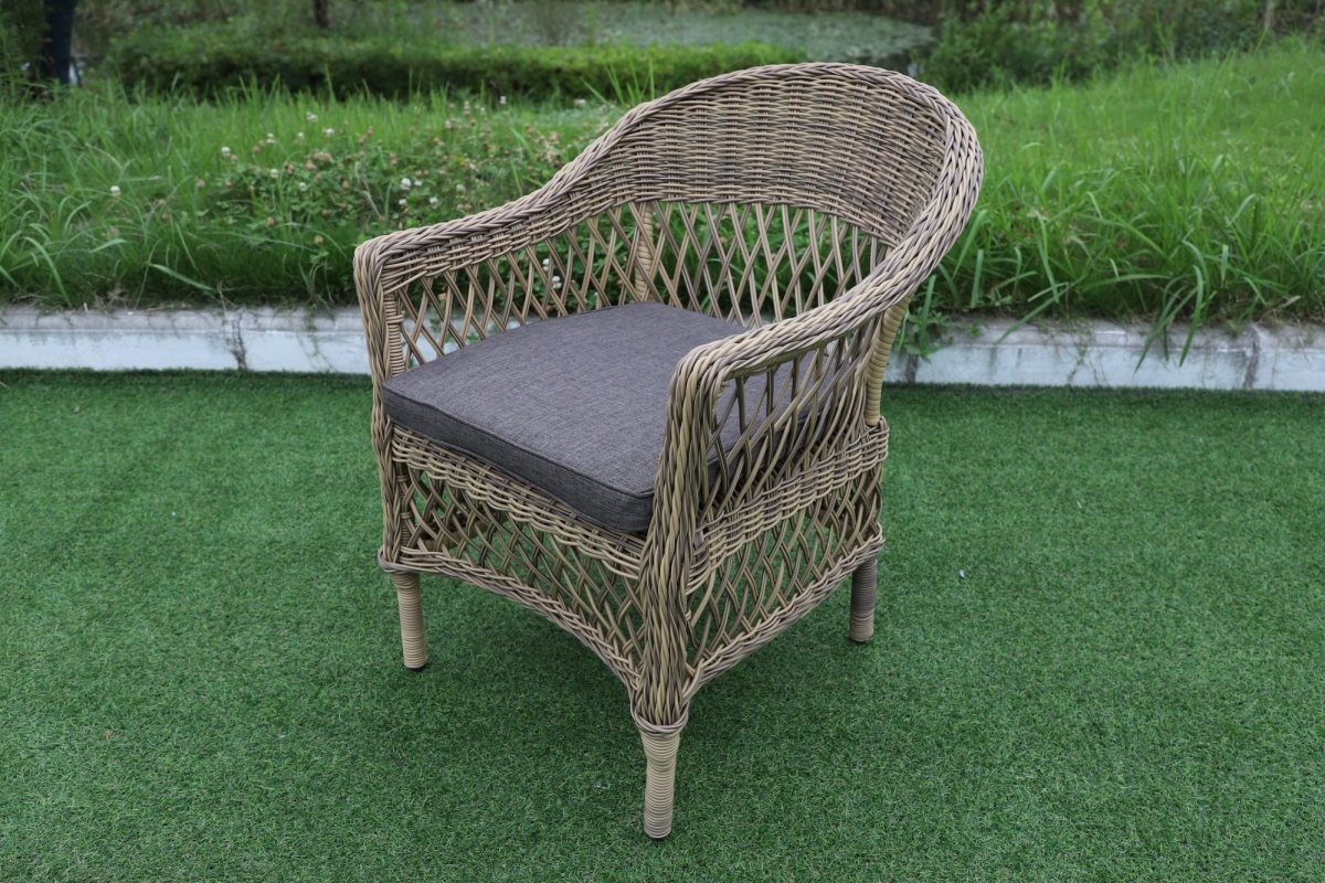 CYH062W Кресло обеденное плетеное с подушкой BRACCIANO (БРАЧЧАНО) из искусственного ротанга, пшеничный меланж