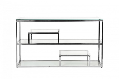 Консоль прозрачное стекло/хром 140*38*79 см