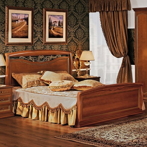 Кровать с кованым элементом и гнутыми спинками Luigi орех  180x200