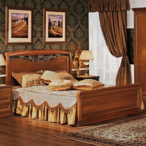 Кровать с кованым элементом и прямой ножной спинкой Luigi орех  160х200