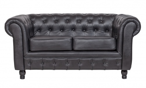 Дизайнерский кожаный диван Chesterfield black leather 2S