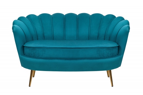 Двухместный диван Дизайнерский диван ракушка  Pearl double marine velvet сине-зеленый