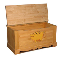 COFFRE 100 paint Cochon mouchete Сундук с росписью Свинка пятнистая Pin Magic