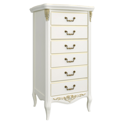 R108g Комод высокий 6 ящиков Romantic Gold