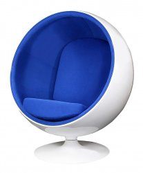 Кресло Eero Ball Chair синее с белым
