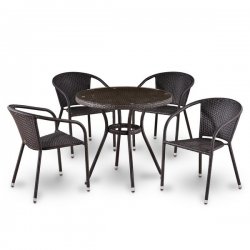 Комплект мебели из иск. ротанга T283ANT/Y137B-W51 Brown (4+1)