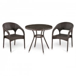 Комплект мебели из иск. ротанга T283ANT-W51/Y90C-W51 Brown (2+1)