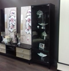 FB.DC.PT.24 Витрина PRATO отделка шпон цвета темного ореха (veneer of dark walnut color)