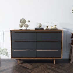 Комод Bruni Black с шестью ящиками