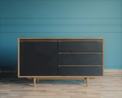 Комод Bruni Black с ящиками и дверкой