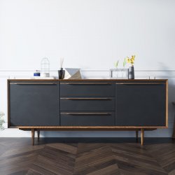 Комод Bruni Black с тремя ящиками и дверками